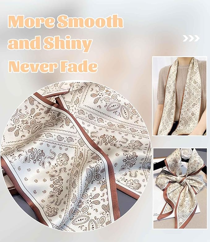kcctoo 59" Mulberry Silk Like Head Scarf Women's Fashion Square Neck Satin Scarfs for Bag Hair Scarves Gift 59 * 5.9”