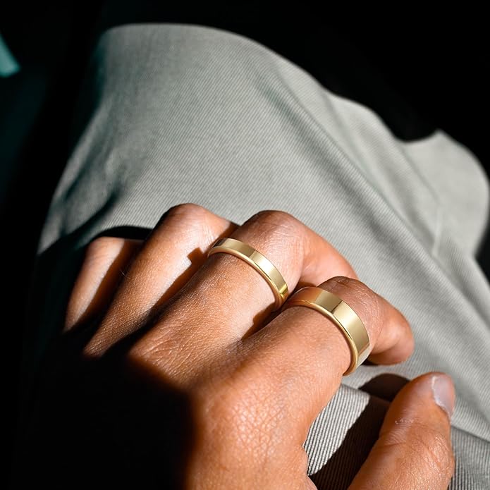 TRUMIUM 2mm 4mm 6mm Tungsten Rings for Women Men's Wedding Bands 24K Gold Plated Beveled Edges Flat High Polished Comfort Fit Size 5-14