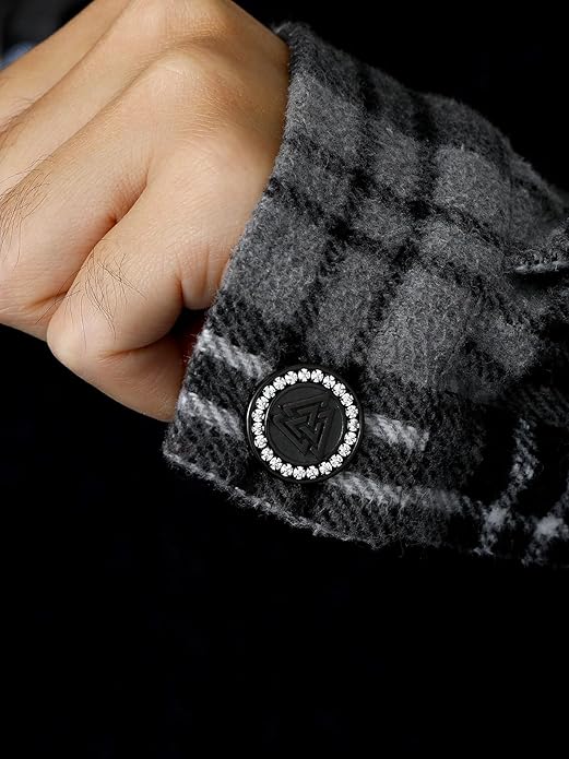 FaithHeart Mens Cufflinks, Norse Viking Tuxedo Shirt Cuff Links, Stainless Steel Cuff Links and Shirt Studs, Gift Box