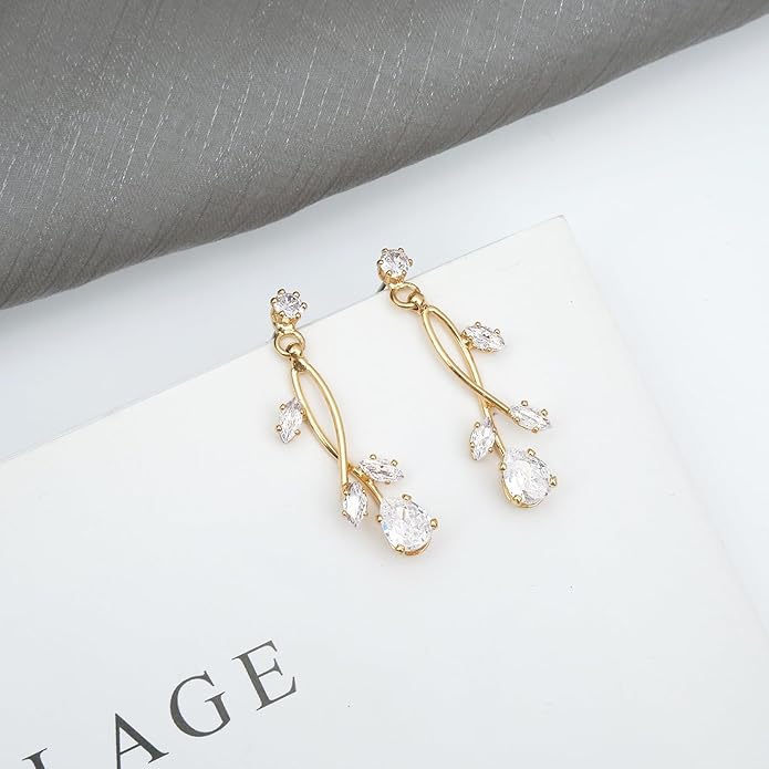 Elegant Bridal Jewelry Sets Clear Cubic Zirconia Wedding Necklace Earrings Bracelet Set for Birdes Bridesmaids CZ Prom Jewelry