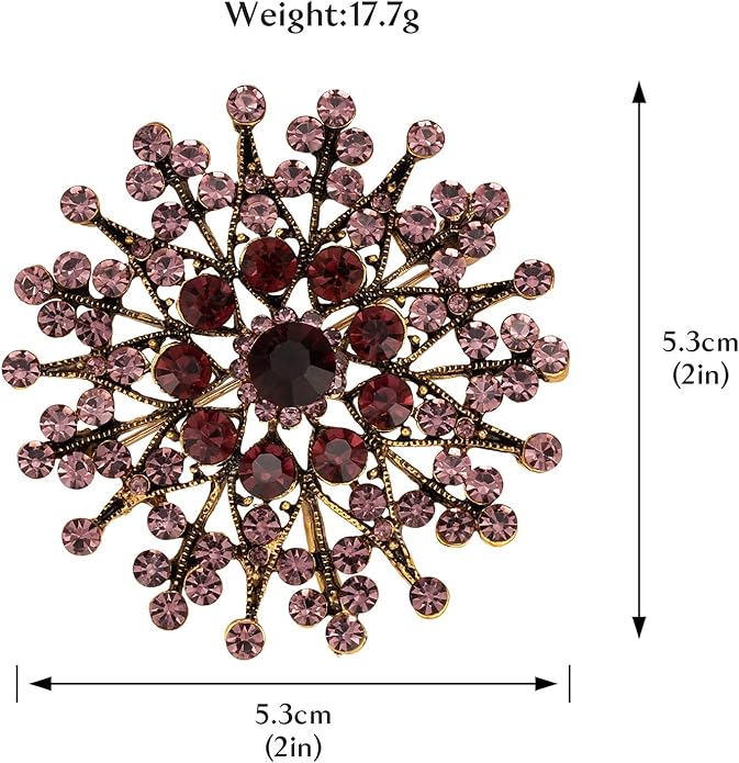 HAISWET Snowflake Flower Brooch Crystal Rhinestone Brooch Pin for Women