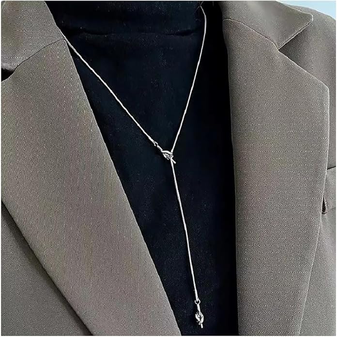 Lariat Necklaces for Women, Dainty Minimalist Knotted Rope Design Pendant Long Y Necklaces 18k Gold Plated Trendy Chain Jewelry