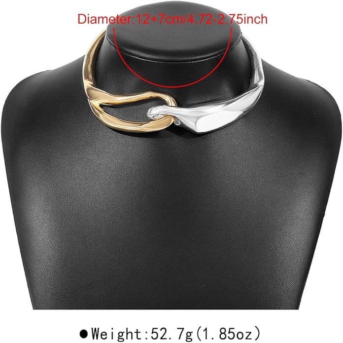 Punk Dripping Water-drop Choker Necklace for Women,Thick Drippy Chain Liquid Metal Collar Necklace Rocker Hip-hop Necklace Cool Metallic Unique Funky Statament Grunge Jewelry