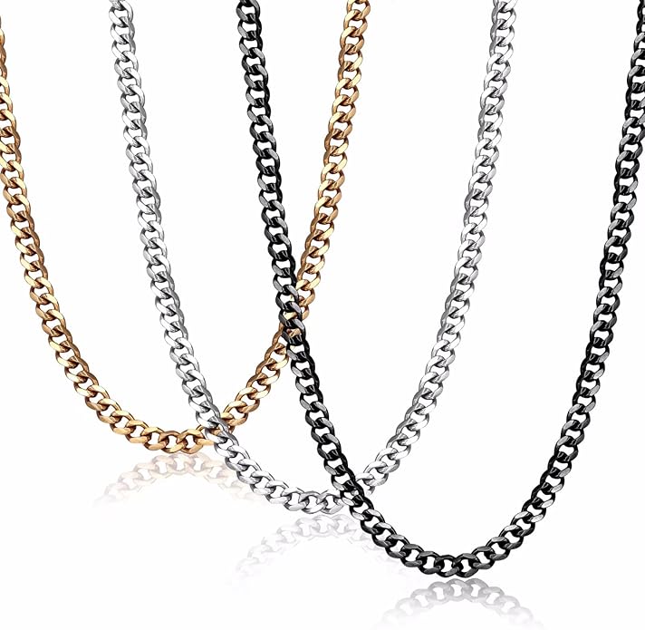 IEFLIFE Gifts for Men - Silver/Black/Gold Chunky Cuban Link Chain for Men, Fathers Day Graduation Gifts for Him Dad Son Grandpa Step Dad Uncle