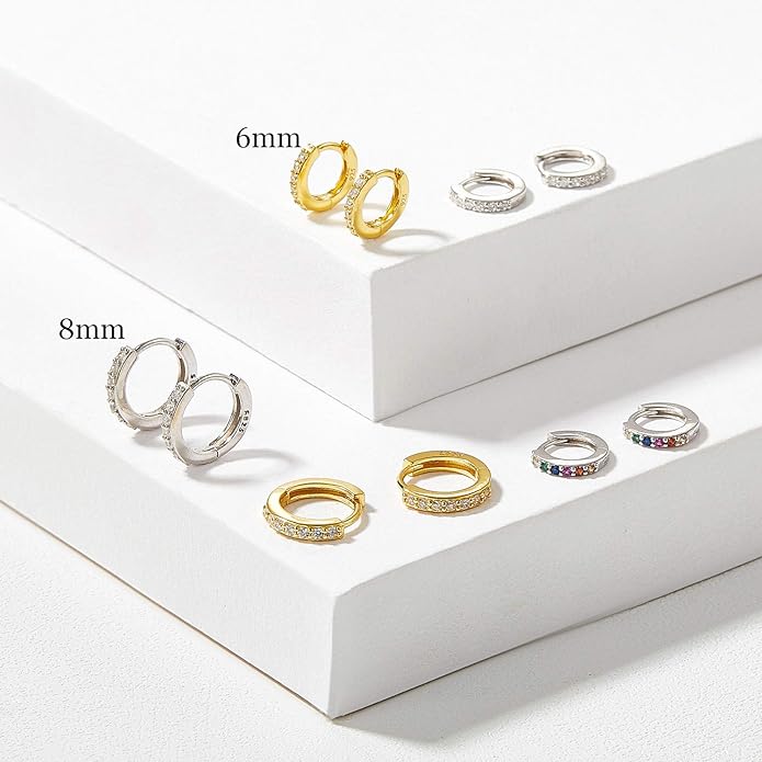 SWEETV 925 Sterling Silver Huggie Hoop Earrings for Women Girls-Tiny Small Cartilage Hoop Earring