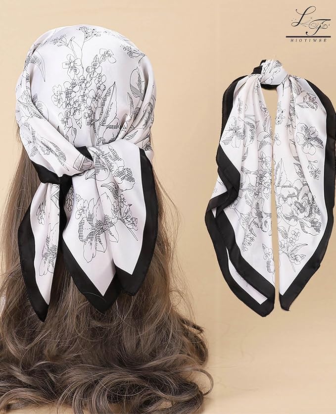 Hioyiwse Satin Bandanas Head Scarf For Women Hair Scarves Accessories Lightweight Fashion Wrap Neck Silk Sleeping Headscarf
