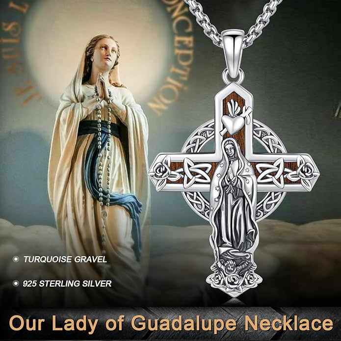 Midir&Etain Cross Necklace 925 Sterling Silver Celtic Christian Pendant Religious Protection Jewelry for Women Men