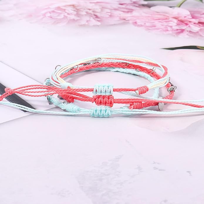 FANCY SHINY String Ankle Bracelets Waterproof Rope Anklets Braided Beach Boho Coin Anklets Cute Friendship Foot Jewelry for Women