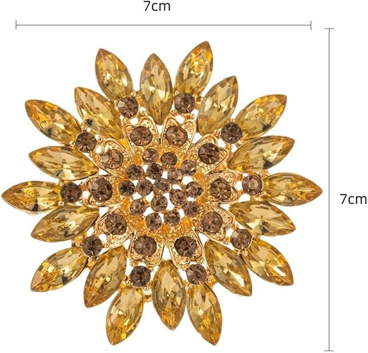 Rhinestone Sunflower Brooch Pin Red Pink Flower Brooch Stylish Crystal Brooch Elegant Clothing Hat Bag Accessories Jewerly for Women