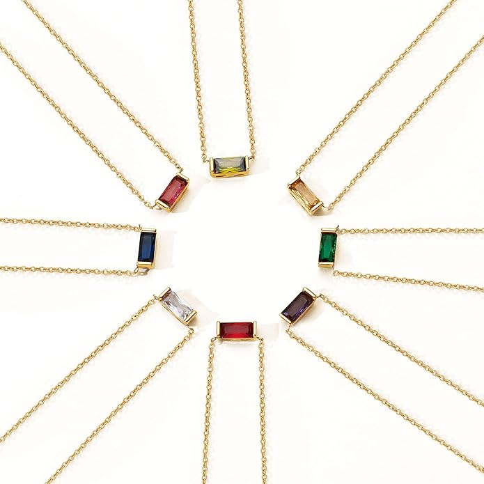 JSJOY Gold Birthstone Necklace for Women Dainty Birthstone Pendant Necklace for Teens Birthday Gifts Jewelry for Mothers Wife Grandma Graduation Gifts for Teenagers