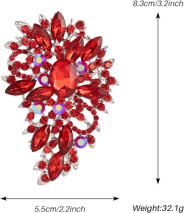 SELOVO Women's Rhinestone Crystal Wedding Flower Leaf Sparkle Brooch Pin