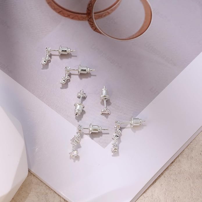 Gold Plated Earrings for Women, 14k Gold Plated Earring Stack Hypoallergenic Pearl Drop Earring Dainty Earrings for Women Trendy Cute Small Huggie Hoop Earring Fashion Womens Jewelry