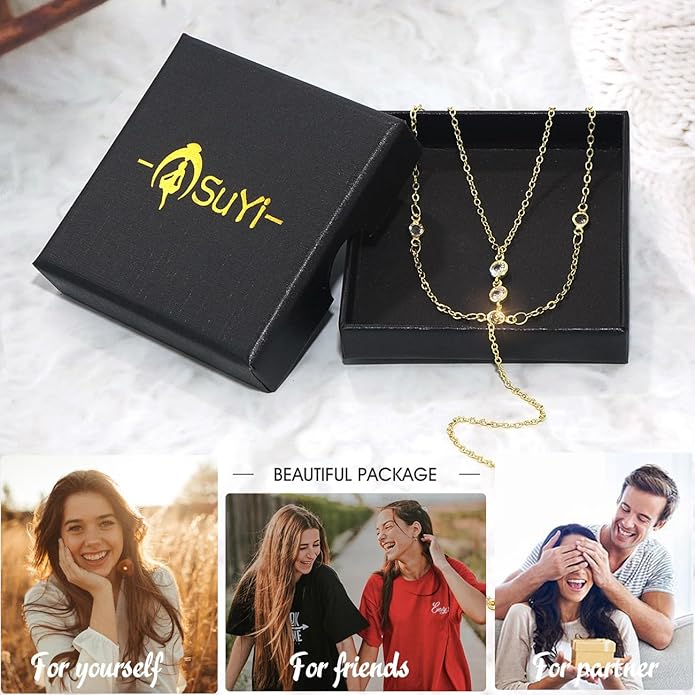 Suyi Lariat Necklace for Women Gold Dainty Long Necklace 14k Gold Plated Y-Shaped Necklaces