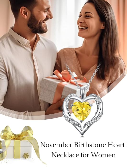 WINNICACA Birthday Gift for Mom Heart Necklace for Women 925 Sterling Silver Birthstone Necklace Jewelry Gift for Women Wife Her Girlfriend Sister