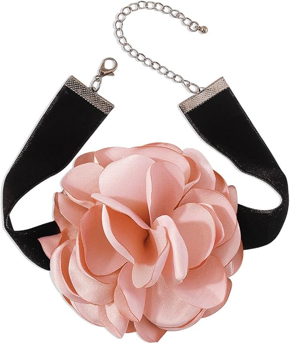 Flower Choker Necklace for Women Vintage Rose Flower Necklace Velvet Ribbon Camellia Floral Choker Necklaces Elegant Summer Necklace Jewelry for Retro Weddings 90s Costume Parties Holiday
