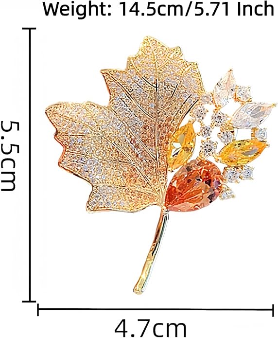 Elegant Leaf-shaped Crystal Brooch, Perfect for Any Occasion,Rose Gold/Silver
