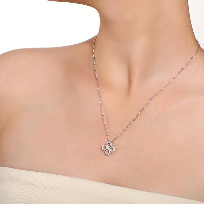 Sterling Silver Lab Grown Diamond Halo Pendant Necklace, Chain Included,ideal gift for anniversaries, birthdays, or any milestone celebration
