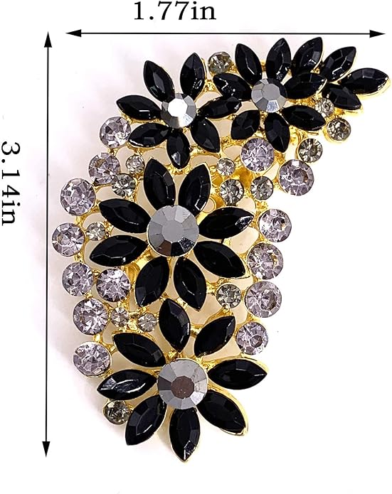 LAXPICOL Vintage Austrian Crystal Flower Leaf Bouquet Clusters Large Big Brooch Pin for Women Gold Tone