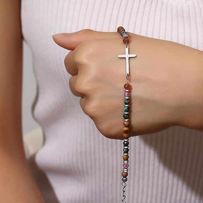 TONY & SANDY Christian Cross Bracelet for Women, Stocking Stuffers for Women, Confirmation Baptism Easter Gifts, Unique Gift for Friends Daughter Mom Sister in Christ on Birthday Christmas