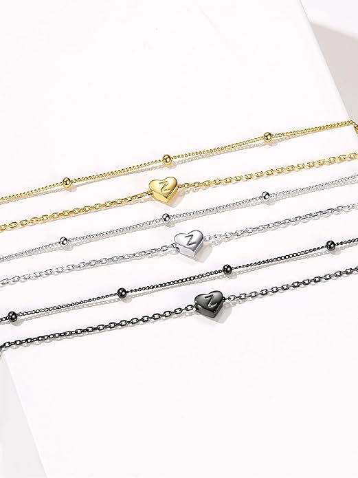 ChicSilver Sterling Silver Anklets for Women 925 Ankle Bracelets for Women Layered Heart Anklet With Beaded Anklets for Women