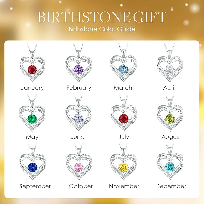 CDE Forever Love Heart Necklaces for Women, Wedding Anniversary, Birthday Mothers Day Gifts for Mom, Mother, Wife, Girlfriend, S925 Silver Jewelry with Birthstone Pendant