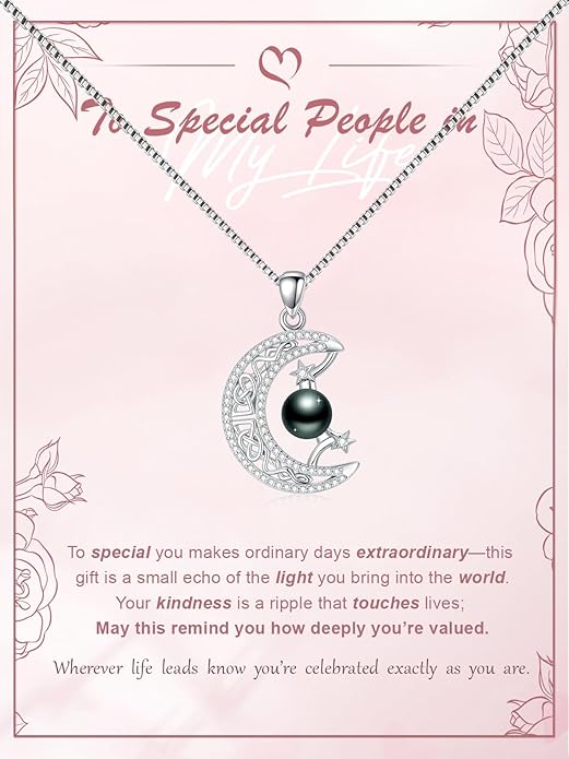 KANNSOAR Tahitian Black Pearl 18K White Gold Plated Sterling Silver Pendant Necklace for Wedding Birthday Anniversary Valentines Day Christmas Pearl Jewelry Gift for Women Wife Mom Lover Girlfriend