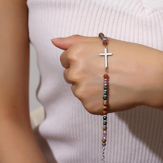 TONY & SANDY Christian Cross Bracelet for Women, Stocking Stuffers for Women, Confirmation Baptism Easter Gifts, Unique Gift for Friends Daughter Mom Sister in Christ on Birthday Christmas
