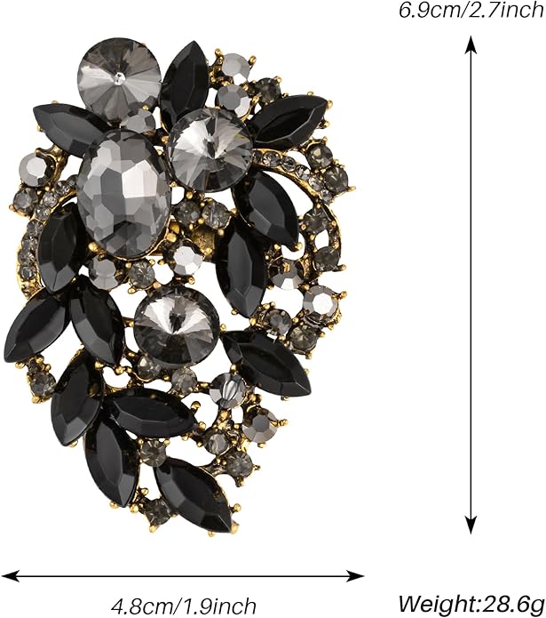 SELOVO Rhinestone Statement Brooch Pin Flower Dress Accessory