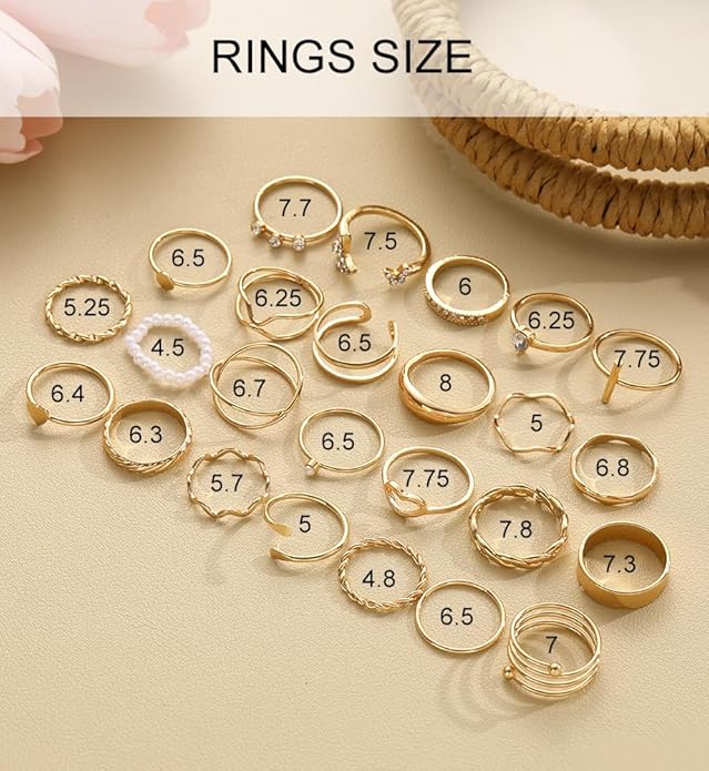 iF YOU 25 Pcs Gold Knuckle Ring Set for Women, Chunky Stackable Finger Midi Rings, Silver Simple Stacking Cute Rings Pack Trendy Stuff Jewelry Gift
