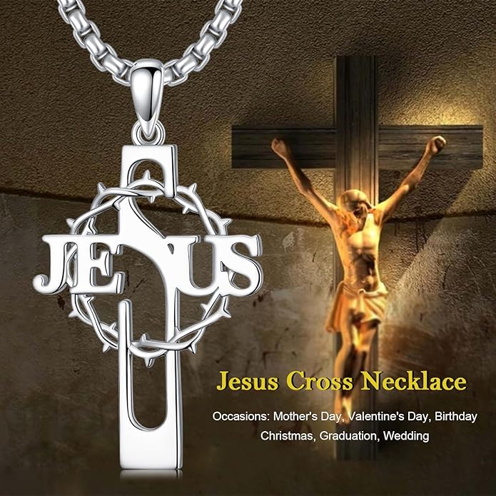 Cross Necklace for Men 925 Sterling Silver Celtic Cross Pendant Christian Jewelry Religious Christmas Gifts for Women