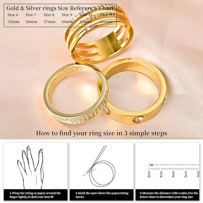 PDWZNBA Gold Rings for Women Non Tarnish Stackable Rings Trendy Dainty 18K Gold Plated Stacking Rings Set Love Friendship Rings Band Rings Promise Wedding Engagement Rings Size 5-11