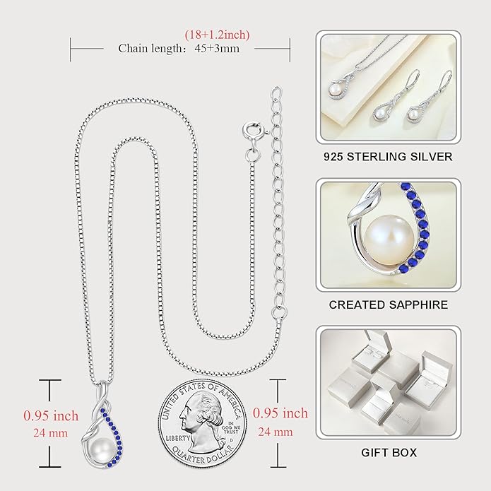 STARCHENIE Freshwater Cultured Pearl Necklace for Women 925 Sterling Silver Infinity Birthstones Pendant Birthday Anniversary Jewelry
