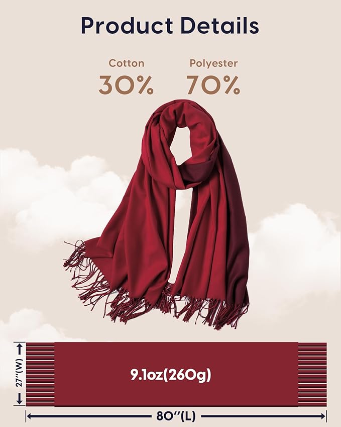 maamgic Women's Winter Scarf Soft Warm Scarf for Women Cozy Shawl Wraps for Women Lightweight Pashmina Style Wrap