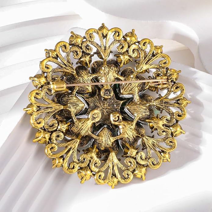 Rhinestone Crystal Flower Brooch Pin for Women,Vintage Multicolor Crystal Floral Lapel Pins Statement Sunflower Brooch Fashion Bride Formal Dress Jewelry