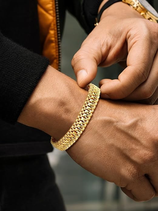 U7 Link Bracelets for Men, Cuban Link/Rope/Watch Band Solid Bracelet, Silver Black Gold Color Wrist Bracelet 3/6/9/12/15mm Width, 6.5/7.5/8.3 Inch Length, Hand Chain Jewelry for Mens Women