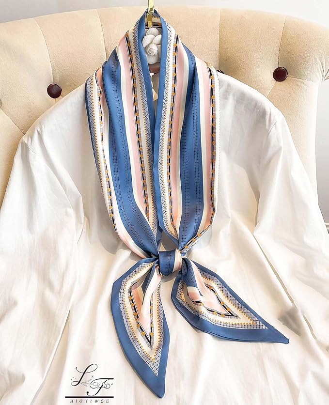 Hioyiwse Head Scarf Hair Neck Scarves For Women Purse Bag Scarfs For Handbags Silky Long Thin Satin Headscarf Fashion