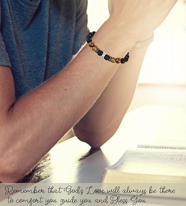TONY & SANDY Cross Bracelet Men Cool Valentines Day Gifts for Him Teen Boys Son Grandson Nephew, Birthday Easter Christmas Gifts for Teen Boys Adults Men