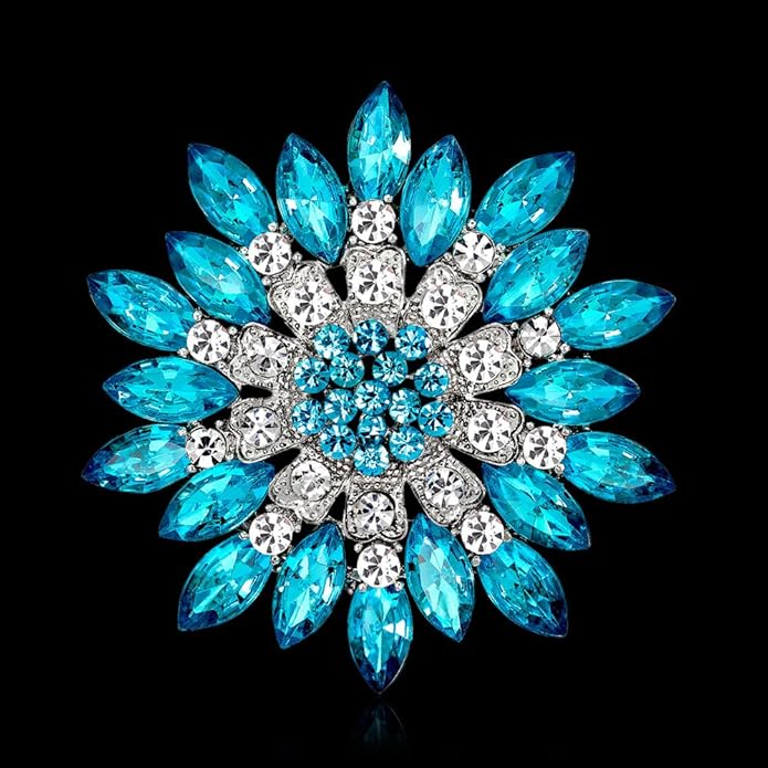 Rhinestone Sunflower Brooch for Women Sparkling Cubic Zirconia Flower Brooch Pin Elegant Large Crystal Floral Lapel Pin Dainty Clothing Hat Bag Accessories Christmas Wedding Bridal Birthday Jewelry