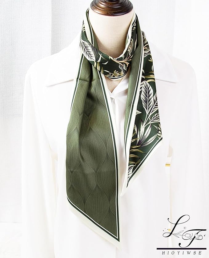 Hioyiwse Head Scarf Hair Neck Scarves For Women Purse Bag Scarfs For Handbags Silky Long Thin Satin Headscarf Fashion