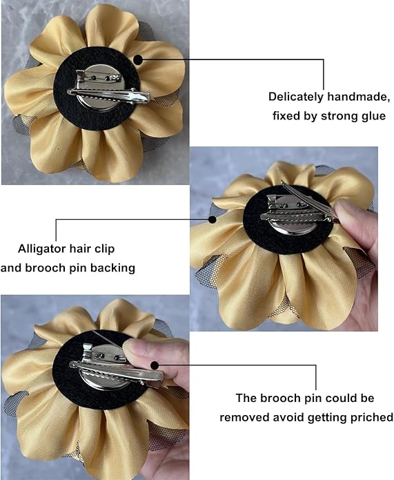 Women's Brooches 4pcs Rose Flower Hair Clip Flamenco Dancer Pin up Mexican Hair Flowers Clips Hairpin Brooch Tea Party Hats Headpieces