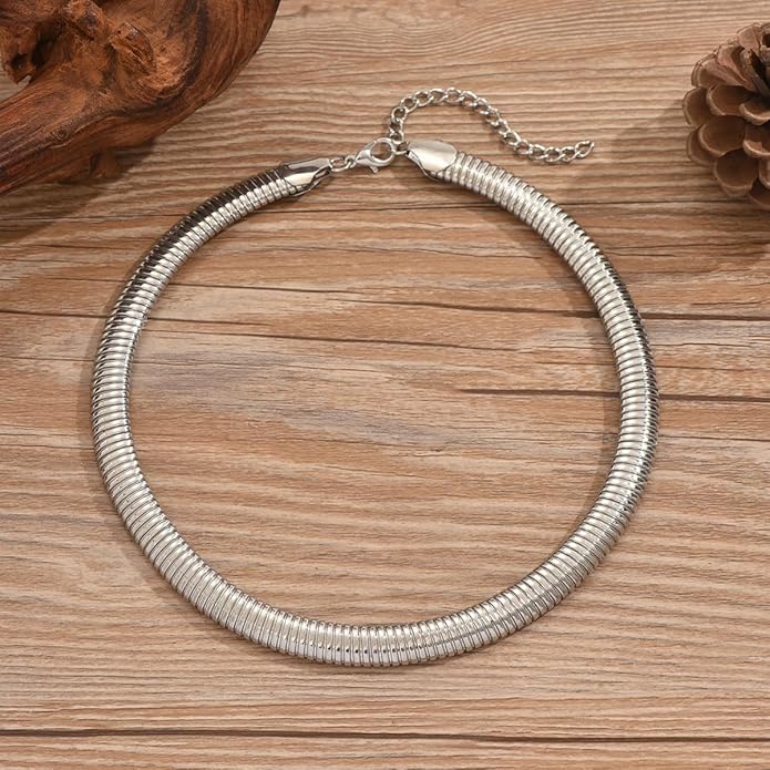 Chunky Gold Choker Necklaces for Women Non Tarnish Silver Statement Necklace for Women Chunky Necklace Open Round Gold Collar Necklace Trendy Jewelry