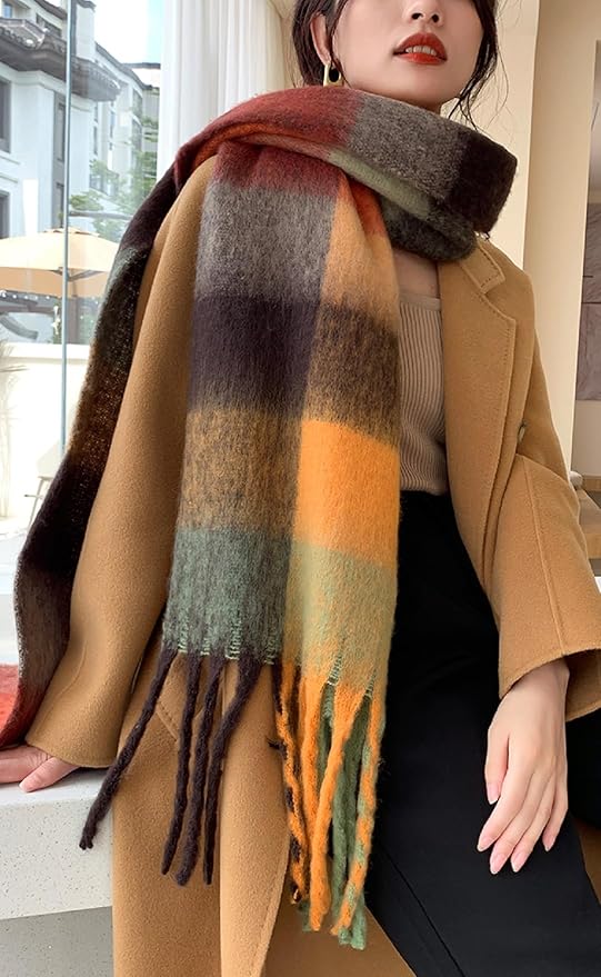 Wander Agio Winter Women Warm Scarf Long Shawl Large Scarves Cold Weather Thick Blanket Scarfs Colorful Plaid