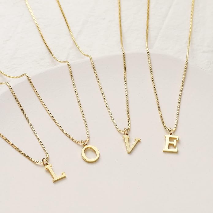 Foxgirl Gold Initial Necklaces for Women, Dainty Gold Letter Necklace Tiny A-Z Pendant Choker Necklace Trendy Cute Personalized Monogram Name Necklace Gold Jewelry Necklace for Women Gift