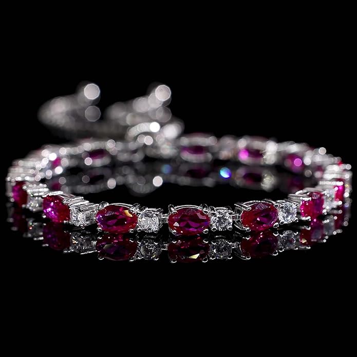 FANCIME Birthstone Tennis Bracelets Sterling Silver Bolo Tennis Bracelets Charm Fine Jewelry Birthday Gifts for Women Mom Wife Her