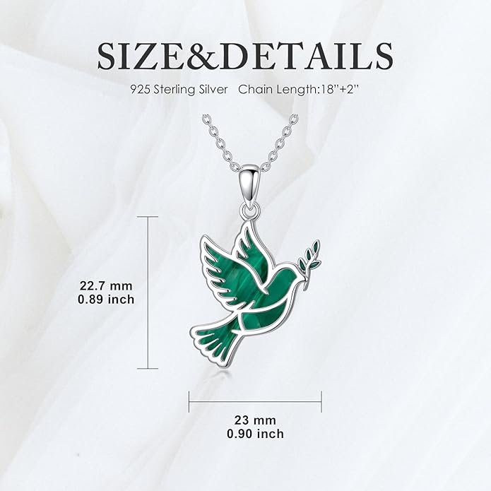 Dove/Hummingbird/Red Cardinal Necklace 925 Sterling Silver Turquoise/Opal/MoonStone/Malachite Bird Necklace Dove Pendant Jewelry for Women Men
