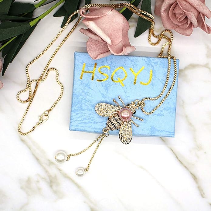 Honey Bee Brooches Crystal Insect Themed Bee Brooch Animal Fashion Shell Pearl Brooch Pin Gold Tone