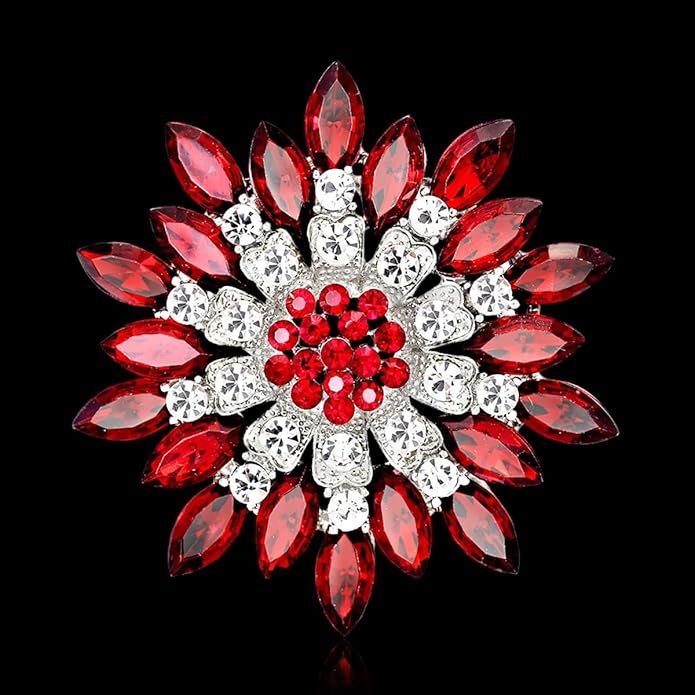 Rhinestone Flower Brooch for Women Sparkling Crystal Sunflower Brooch Pin Trendy Large Big Flower Brooch Elegant Clothing Hat Bag Accessories Christmas Birthday Party Wedding Costume Jewelry