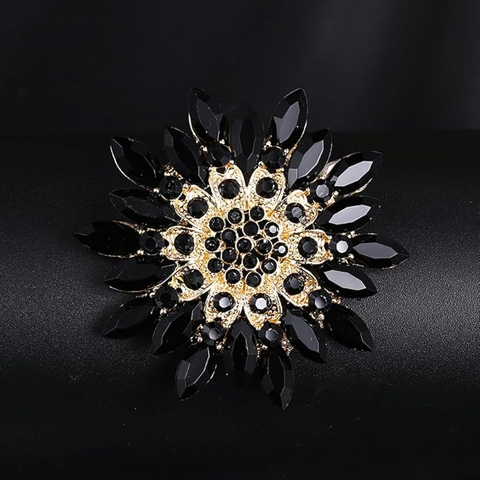 Rhinestone Sunflower Brooch Pin Red Pink Flower Brooch Stylish Crystal Brooch Elegant Clothing Hat Bag Accessories Jewerly for Women