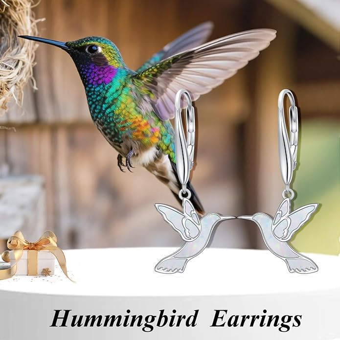 Phoenix/Dragonfly/Hummingbird/Butterfly/Dove Earrings 925 Sterling Silver Opal Animal Dangle Earrings Opal Jewelry Christmas Gifts for Women