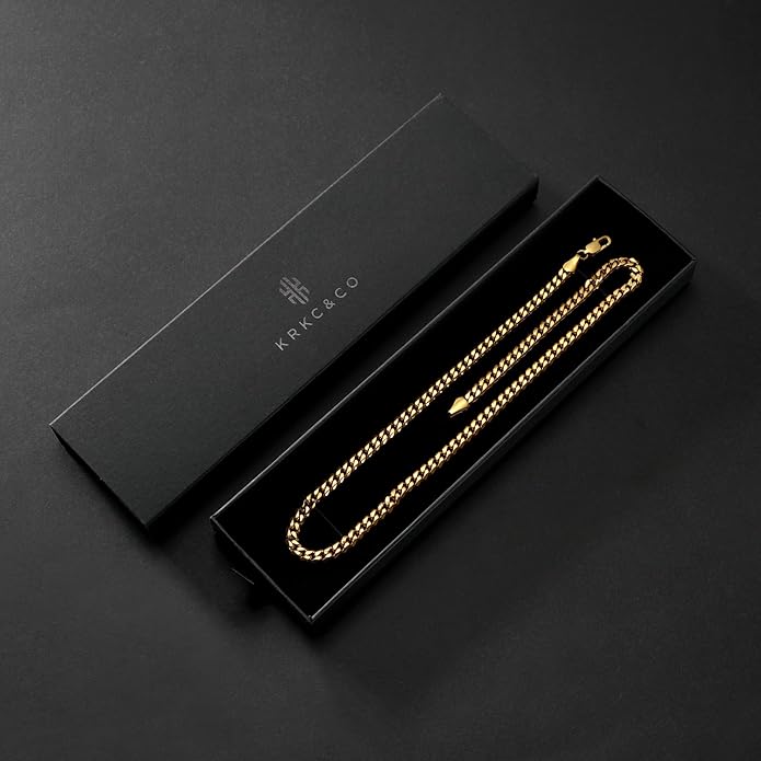KRKC&CO Silver Cuban Link Chain for Men, Gift for Him Husband Dad, 925 Sterling / 24K Gold Plated and 316l Stainless Steel Base, 3/5mm Miami Necklace Jewelrys, Cadena de Plata